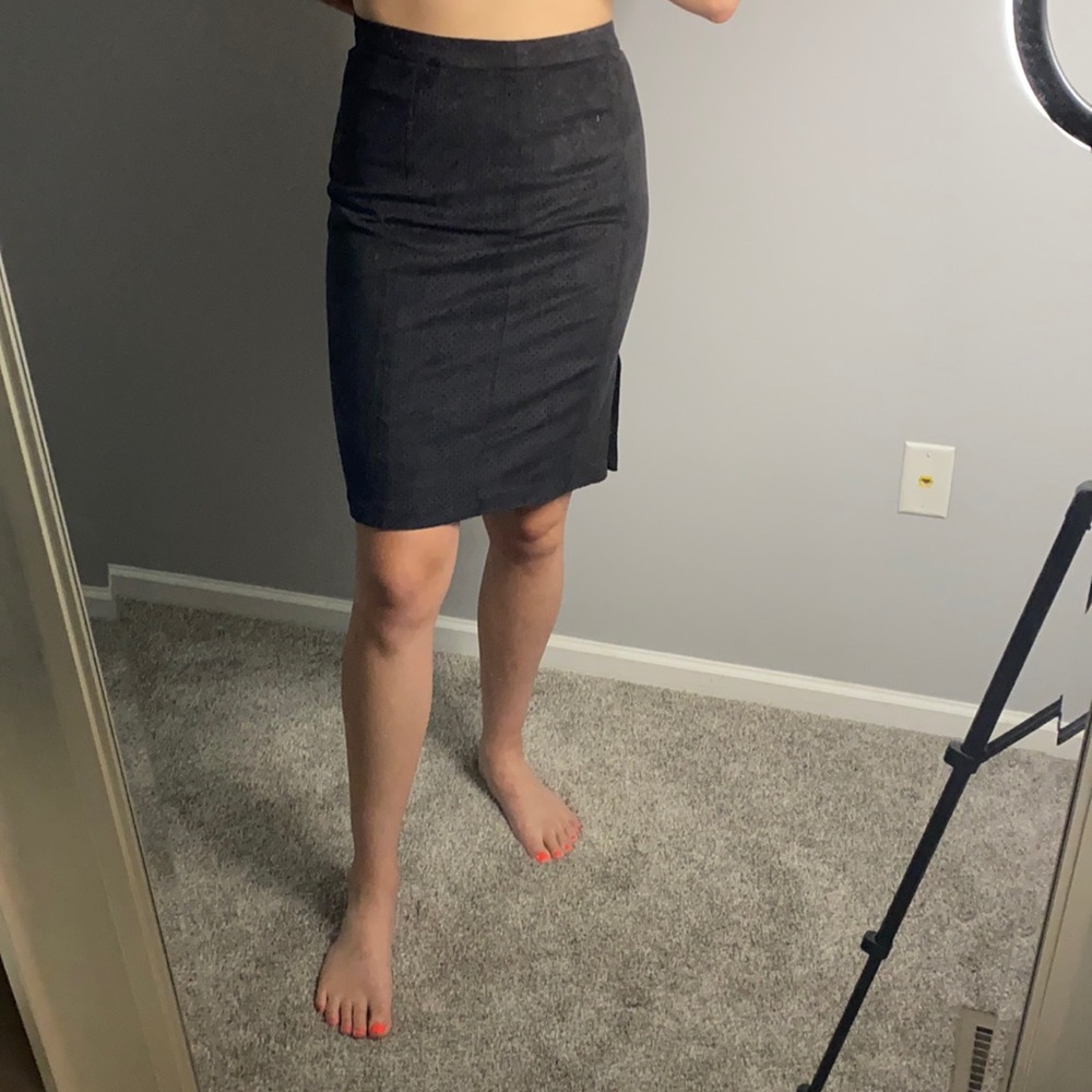 Lined Suede Pencil Skirt